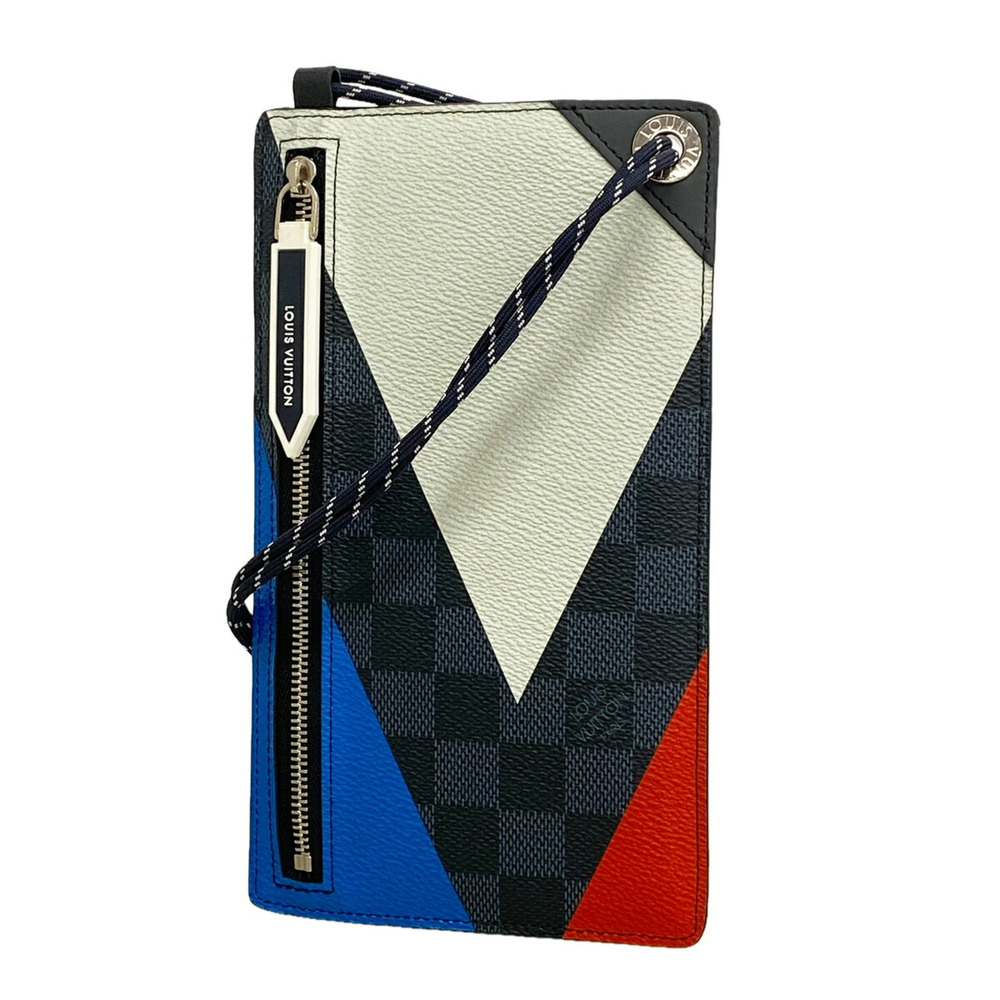 Louis Vuitton Damier Cobalt America's Cup Pochette Phone N41630 Black Men's
